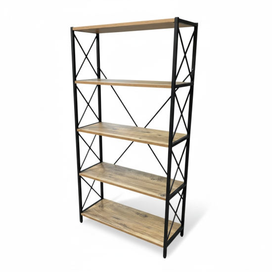 Metal Kitaplık Dekoratif 5 Raflı Geniş Kitaplık